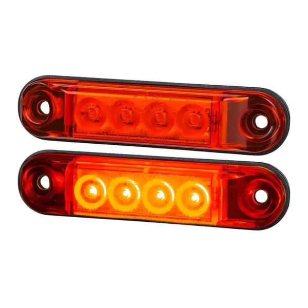 Rødt slim markeringslys med 4 LED 77,5mm